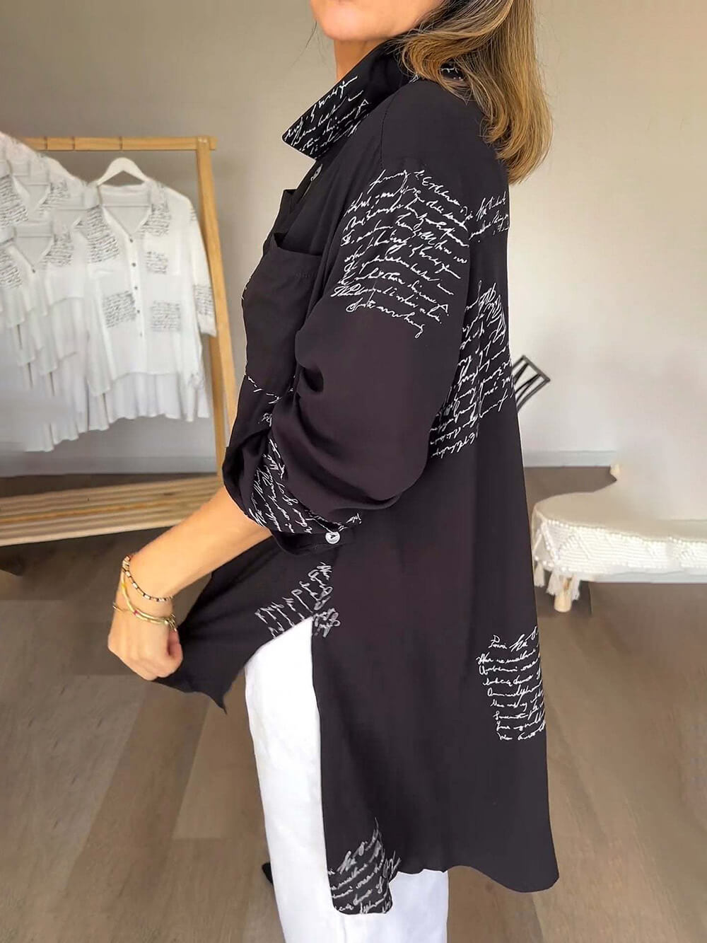 Camisa con estampado de letras