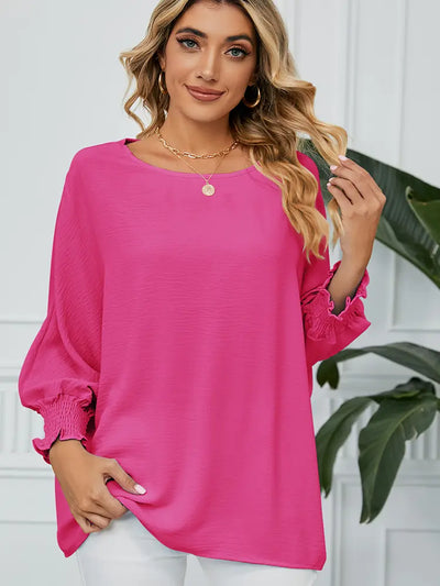 Blusa de gasa de corte holgado con mangas 3/4