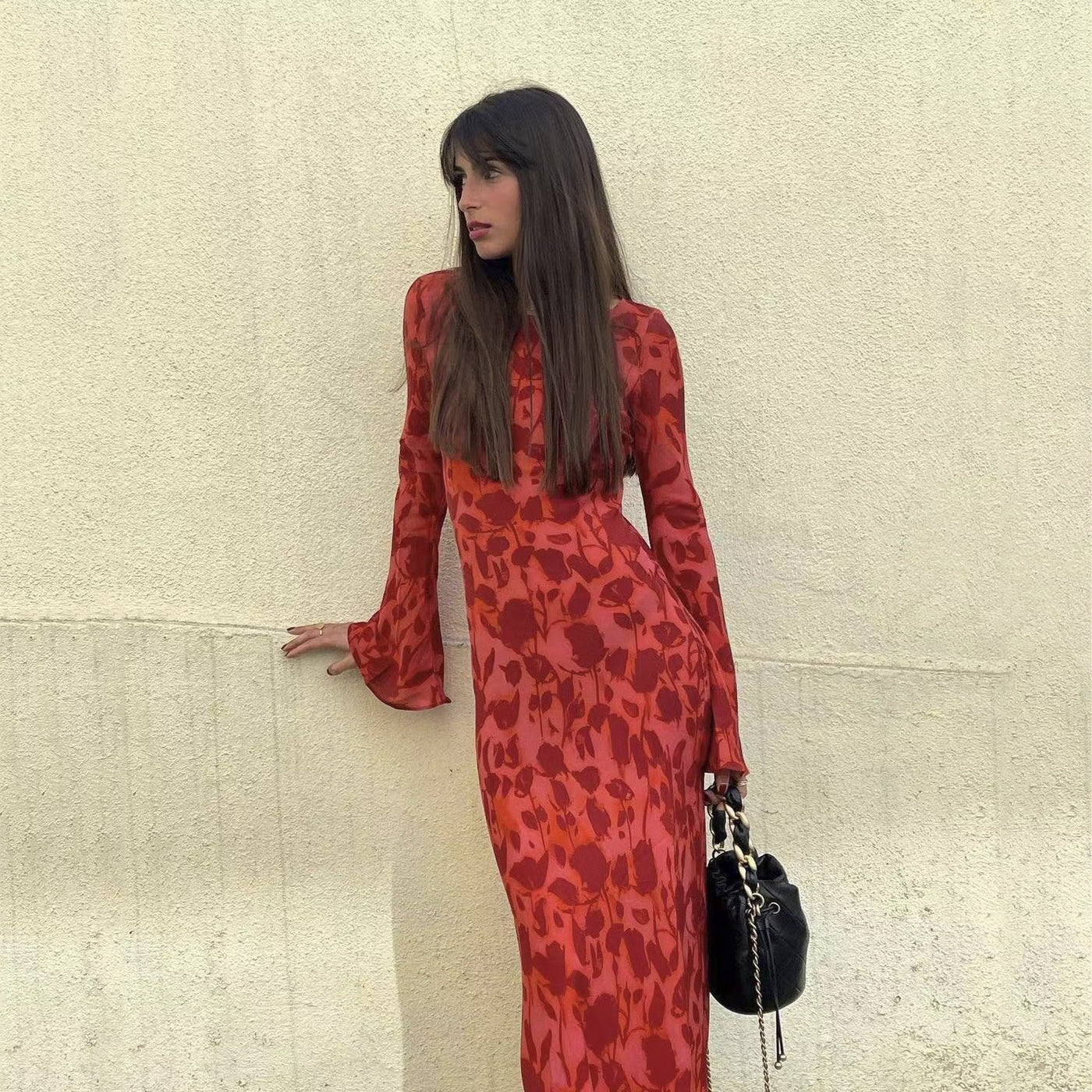 Vestido Rojo de Otoño