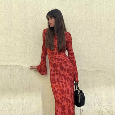 Vestido Rojo de Otoño
