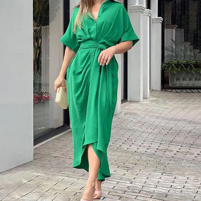 Vestido camisero de cintura alta