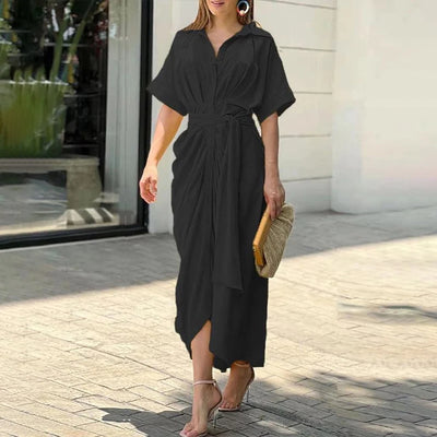 Vestido camisero de cintura alta