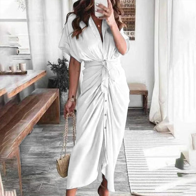 Vestido camisero de cintura alta
